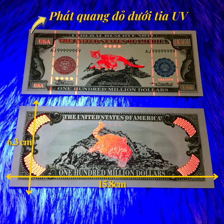 Tiền Lì Xì 1 Triệu Dola Mỹ Hình Con Mèo Dạ Quang - SP005942